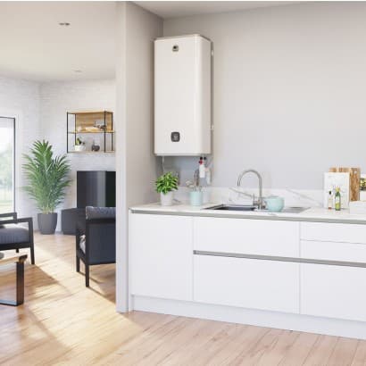 Chauffe eau électrique mural dans une cuisine contemporaine