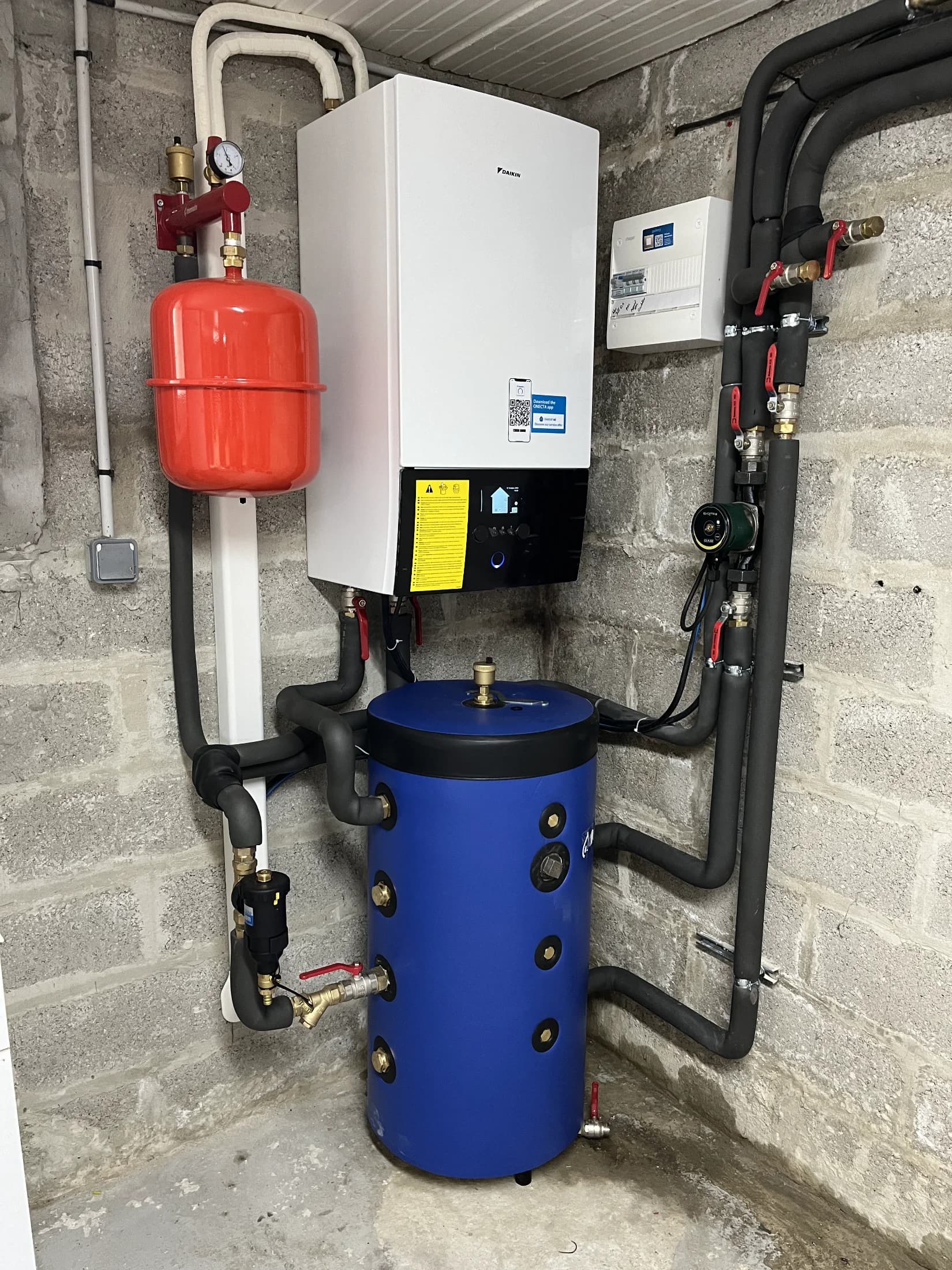 Installation de pompe à chaleur air eau.
